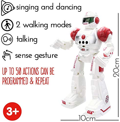 Robot teledirigido superior de la raza para los niños - Robots de RC con las luces LED, juguetes infrarrojos del control; Cantar, bailar, hablar, dos modos de caminar,