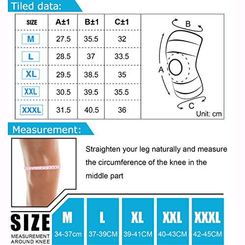 Rodillera Ajustable Antideslizante Almohadillas con Grado médico de Neopreno Transpirable para Cualquier Deporte de protección o recuperación (L)