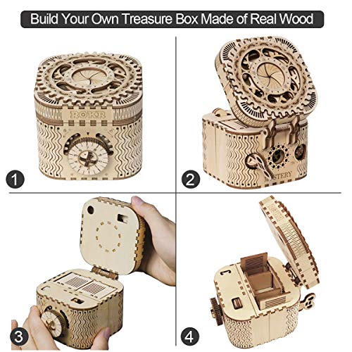 ROKR Caja del Tesoro 3D en Madera,3D Rompecabezas de Madera Kit de Construcción Sin Pegamento para Niños y Adultos