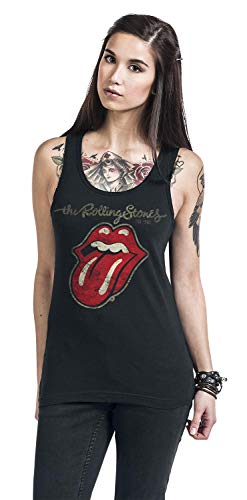 Rolling Stones The Plastered Tongue Mujer Top Negro L, 100% algodón, [Effekte/Besonderheiten] + Regular