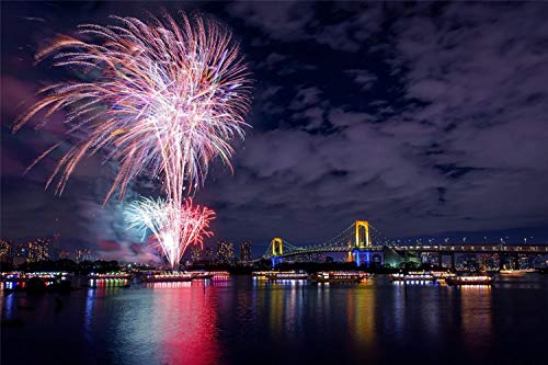 Rompecabezas De 1000 Piezas,Rompecabezas De Madera Juego Educativo Para Aliviar El Estrés Para Niños Adultos - Fuegos Artificiales Japoneses De La Noche Capital De Tokio