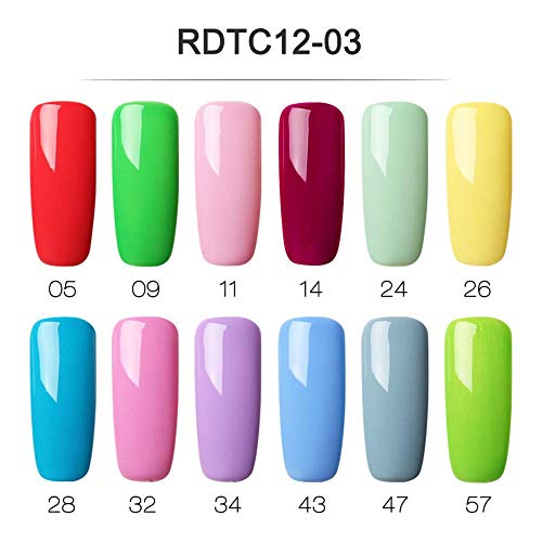 ROSALIND Kit de esmalte de uñas en gel Kit Soak Off Barniz Laca de gel semi permanente 12pcs 10ml Ecah