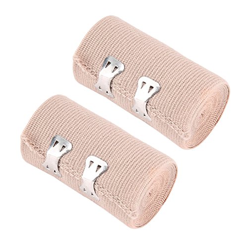 ROSENICE Envoltura de venda elástica Rollo de envoltura de compresión con clips metálicos adicionales para soporte de tobillo 4pcs