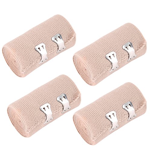 ROSENICE Envoltura de venda elástica Rollo de envoltura de compresión con clips metálicos adicionales para soporte de tobillo 4pcs