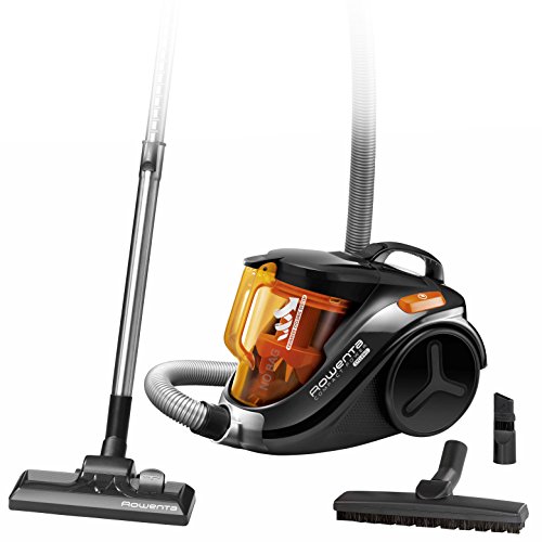 Rowenta RO3753 Compact Power Cyclonic - Aspirador sin Bolsa, Sistema Ciclónico sin Bolsa, Depósito 1.5 L, Cepillo Parquet y Boquilla 2 en 1 para Ranuras, 79 dB, Fácil de Limpiar