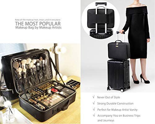 ROWNYEON Bolso de Cosméticos Portable Organizador de Maquillaje EVA / Maletín para Maquillaje (Negro Medio)