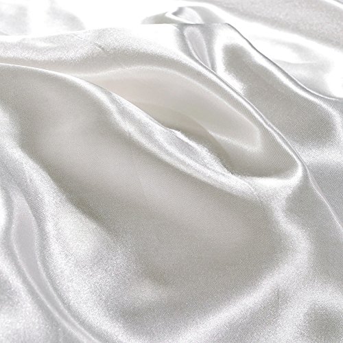 Royaliya Sabanas Seda Juego de Cama de Satén de Seda Funda Seda Natural de Hielo de Verano Set de 4 PCS de Seda Funda de Edredón Suave y Tacto (Blanca, 1.8M)