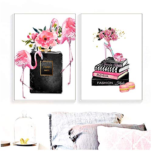 RuiChuangKeJi Impresiones de imágenes 2x40x60cm sin Marco Perfume Flor Libro Tacones Altos Bolsa Chica Carteles nórdicos e Impresiones Cuadros de Pared para la decoración de la Sala de Estar