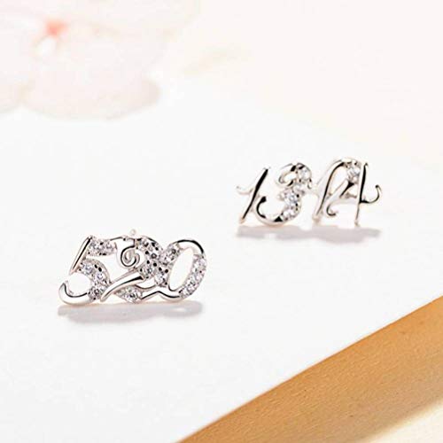 S925 Pendientes de Plata de Ley para Mujer Pendientes de Botón de San Valentín Pendientes de Botón Simples de Estilo Coreano Regalo de San Valentín, WOZUIMEI, Como se muestra