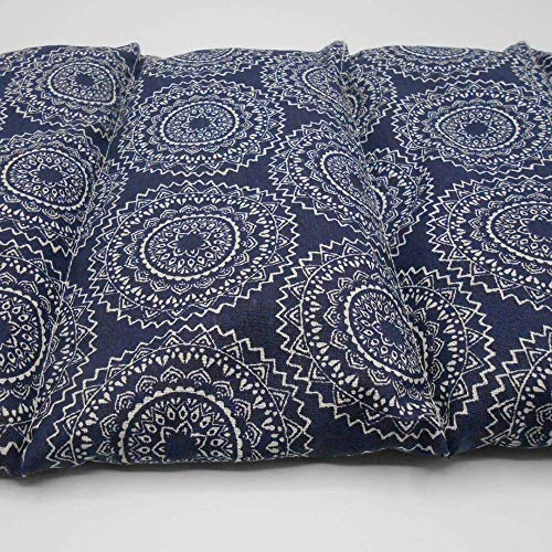 Saco térmico “MANDALAS AZUL MARINO” – 50 X 20 cm (XL) – relleno con 800gr de huesos de cereza - para microondas y congelador