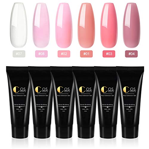 Saint-Acior 6PCS Kit de Poly UV Gel Gel Construcción Uñas Extensión de Uñas 36W UV/LED Lámpara Uñas Secador de Uñas Capa Base Capa Superior DIY Uña Arte