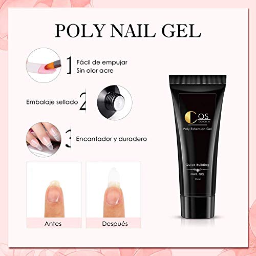 Saint-Acior 6PCS Kit de Poly UV Gel Gel Construcción Uñas Extensión de Uñas 36W UV/LED Lámpara Uñas Secador de Uñas Capa Base Capa Superior DIY Uña Arte