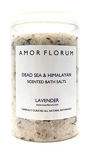 SAL ROSADO DE HIMALAYA Y SAL DE MAR MUERTO para el BAÑO - LAVANDA - 400g - de AMOR FLORUM - Infundido con aceites terapèuticos exquisitos, para aportar una sensaciòn de bienestar, claridad y calma.