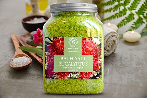 Sales de Baño 1300g con Aceite Esencial de Eucalipto Natural - Mejor para un Buen Sueño - Alivio del Estrés - Belleza - Relajante - Baño - Cuidado Corporal