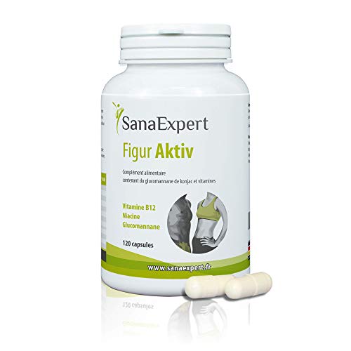 SanaExpert Figur Aktiv, Supresor del Apetito con Glucomanano, Extracto de Raiz de Konjac, Cromo, Vitaminas B12, 120 Cápsulas (96 g)