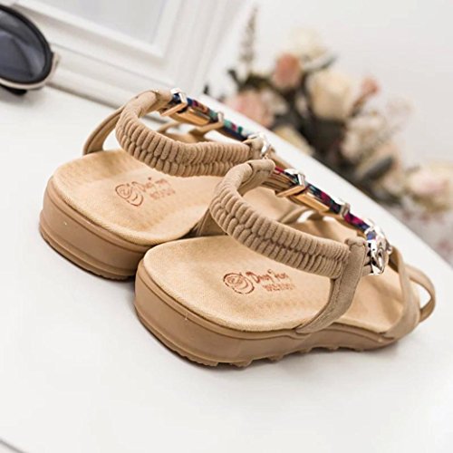 Sandalias de Verano para Mujer,Sonnena Peep-Toe Zapatos Bajos Sandalias Romanas Chanclas de Damas Plano Talla Grande Bohemia Dulce Sandalias Casual y Elegante para Chicas Joven