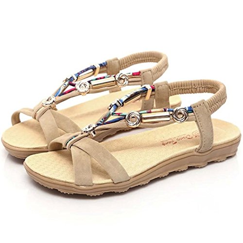 Sandalias de Verano para Mujer,Sonnena Peep-Toe Zapatos Bajos Sandalias Romanas Chanclas de Damas Plano Talla Grande Bohemia Dulce Sandalias Casual y Elegante para Chicas Joven