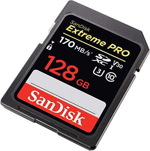 SanDisk Extreme PRO - Tarjeta de memoria SDXC de 128 GB, hasta 170 MB/s, Class 10, U3 y V30