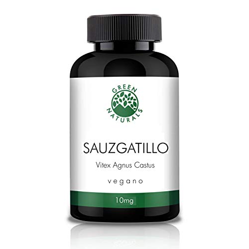 Sauzgatillo - Vitex Agnus Castus - 180 cápsulas á 10mg - Producción alemana - 100% vegano y sin aditivos - 6 meses - Guía eBook