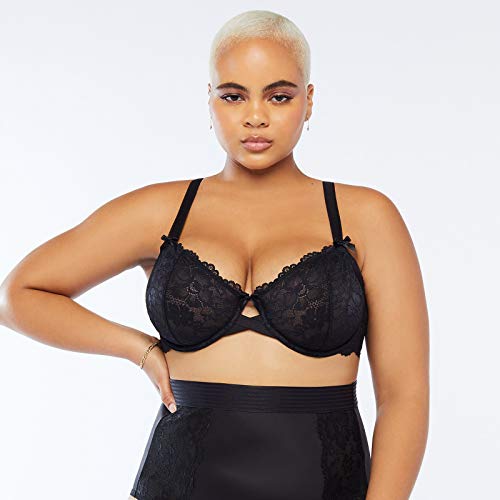 Savage X Fenty Floral Lace Convertible T-Shirt Bra, Sujetador para Mujer, Negro (Black Caviar), 38DD