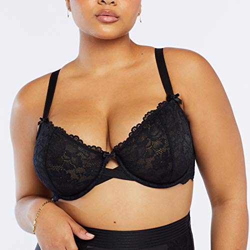 Savage X Fenty Floral Lace Convertible T-Shirt Bra, Sujetador para Mujer, Negro (Black Caviar), 38DD