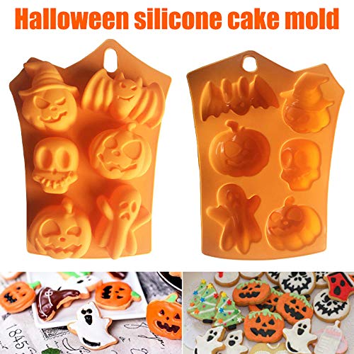 Scucs - Molde de silicona con diseño de murciélagos, calabaza y calabaza, para hacer jabones, para hacer caramelos, para fiestas de Halloween