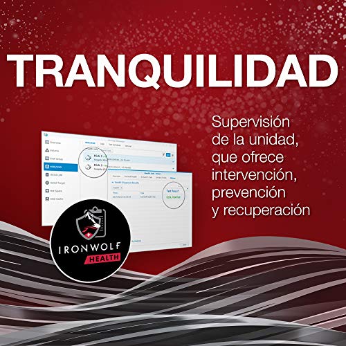 Seagate IronWolf, 2TB, NAS, Disco duro interno, HDD, CMR 3,5" SATA 6 Gb/s, 7200 r.p.m., caché de 256 MB para almacenamiento conectado a red RAID (ST2000VN004)