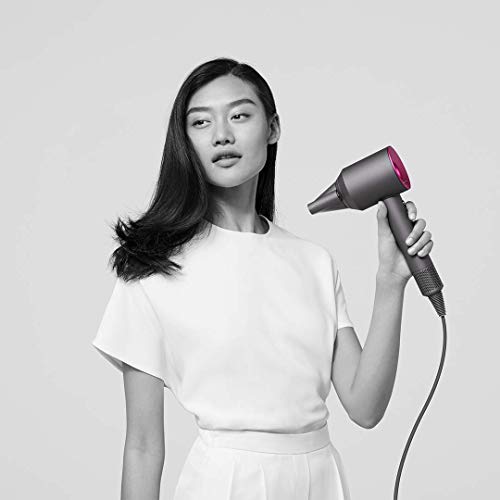 secador de pelo Dyson Supersonic, color metal y Fucsia, HD01, set de regalo