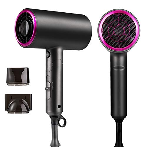 Secador de Pelo, Fityou Profesional Secador Iónico con Diseño de Tubo Interior, 2 Velocidades, 3 Temperaturas, con 2 Concentradores Magnéticos, 1800W, Mango Plegable