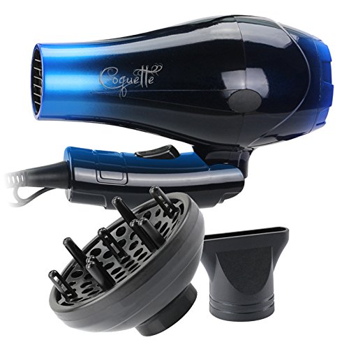 Secador de Pelo Profesional de Viaje Plegable Ligero con Difusor Coquette Blue (Azul) 1000W - My Hair