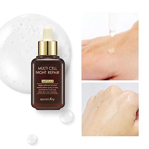 Secret Key – Multi Cell Night Repair Ampoule – Sérum antiedad para pieles exigentes, secas y bajas en humedad con niacinamida y arbutin contra arrugas y manchas oscuras para hombres y mujeres – Serum facial – Cuidado facial unisex – Cuidado de día – Cuida