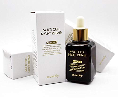 Secret Key – Multi Cell Night Repair Ampoule – Sérum antiedad para pieles exigentes, secas y bajas en humedad con niacinamida y arbutin contra arrugas y manchas oscuras para hombres y mujeres – Serum facial – Cuidado facial unisex – Cuidado de día – Cuida