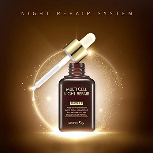 Secret Key – Multi Cell Night Repair Ampoule – Sérum antiedad para pieles exigentes, secas y bajas en humedad con niacinamida y arbutin contra arrugas y manchas oscuras para hombres y mujeres – Serum facial – Cuidado facial unisex – Cuidado de día – Cuida