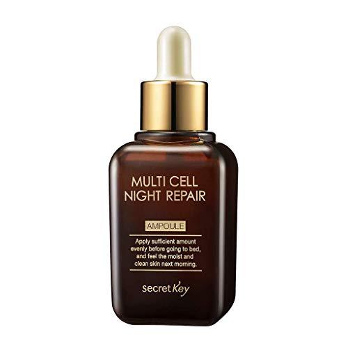 Secret Key – Multi Cell Night Repair Ampoule – Sérum antiedad para pieles exigentes, secas y bajas en humedad con niacinamida y arbutin contra arrugas y manchas oscuras para hombres y mujeres – Serum facial – Cuidado facial unisex – Cuidado de día – Cuida