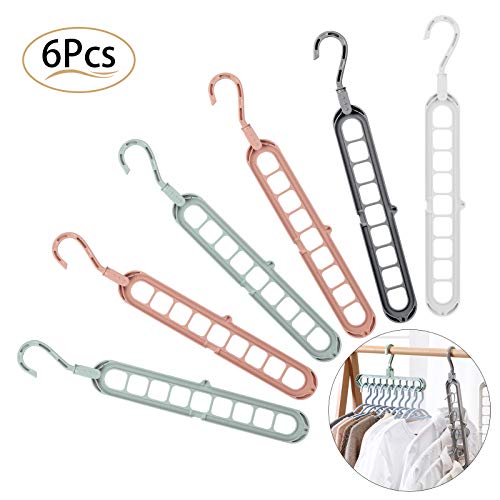 SEELOK 6pcs Magic Hanger, Perchas Ahorra Espacio Gancho Giratorio 360º Perchas de Armario Multifuncional Plegable Perchas Estándar Ropa Portatil Percha Mágica Antideslizante Plástico