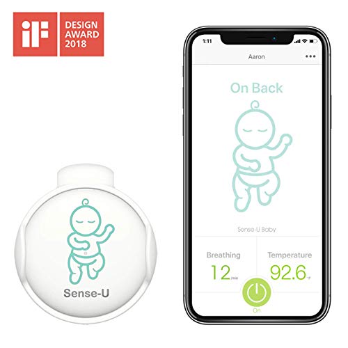 Sense-U bebé Monitor de respiración y movimiento del sueño estomacal del bebé : alarma de respiración, alarma de sueño estomacal, alarma de sobrecalentamiento, alarma de resfriarse