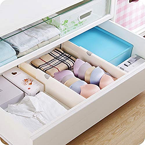 Separadores de cajones ajustables de 28 a 43,3 cm, separadores de cajones para cubiertos y utensilios, organizador de bandejas para cocina, cajón, baño, dormitorio, oficina o aparador, paquete de 4