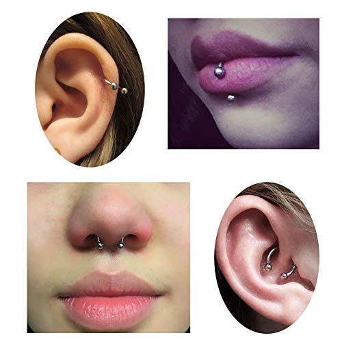 Septum Piercing 14G 36 Piezas Acero inoxidable Piercing Oreja Tragus Caballo Aros Piercing Labio Anillo Piercing Oreja Helix Cartilago Joyas para el cuerpo para Mujer Hombre 12mm