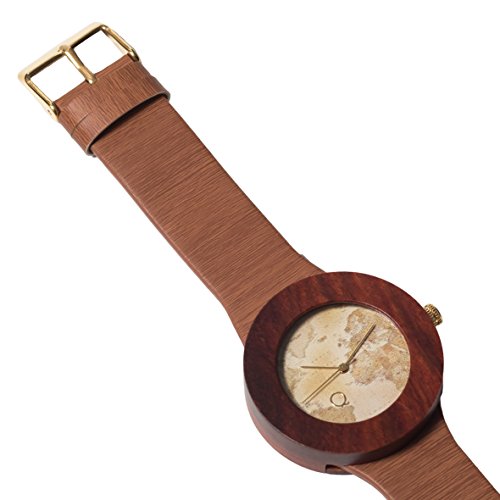 seQoya - Yosemite Traveller | Reloj de Madera con Esfera de Madera y Correa de Piel ecológica simulando Madera Estampada | Reloj Hombre y Mujer | Diseño único y Original