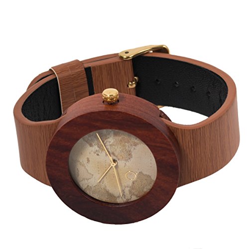 seQoya - Yosemite Traveller | Reloj de Madera con Esfera de Madera y Correa de Piel ecológica simulando Madera Estampada | Reloj Hombre y Mujer | Diseño único y Original