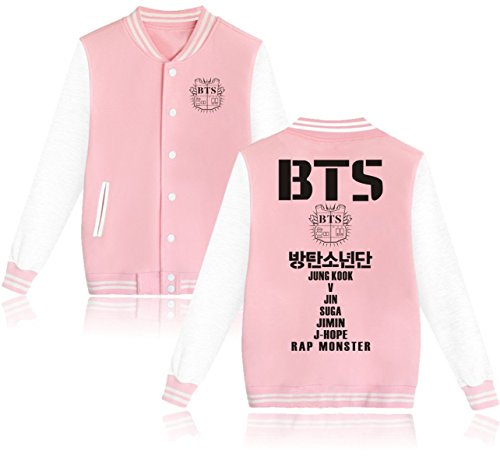 SERAPHY Unisex Sudadera Ropa Chaqueta de Beisbol para Army Suga Jin Jimin Jung Kook J-Hope Rap-Monster V Rosado XS