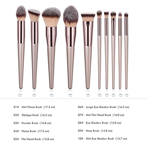 Set de pinceles de maquillaje 10 palos pincel de belleza profesional base de maquillaje corrector mixto conjunto de pinceles de maquillaje para ojos (10 sticks)