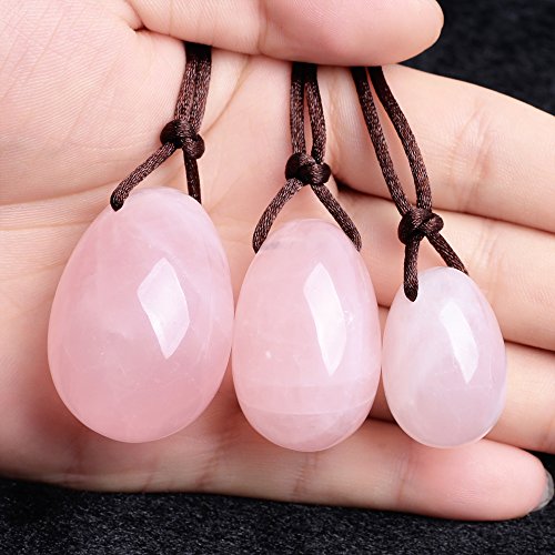 Set de Yoni huevos natural cuarzo rosa Yoni huevos mujeres exercious bolas piedras semipreciosas de huevos con bolsa