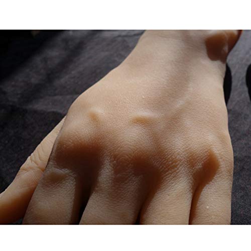 SEYJ Maniquí De Manos Falsas para Hombre, Modelo De Mano De Silicona, Articulaciones De Los Dedos Flexibles, para Tatuaje, Arte De Uñas, Práctica, Joyería, Guante, Reloj, Escaparate,Skin Color