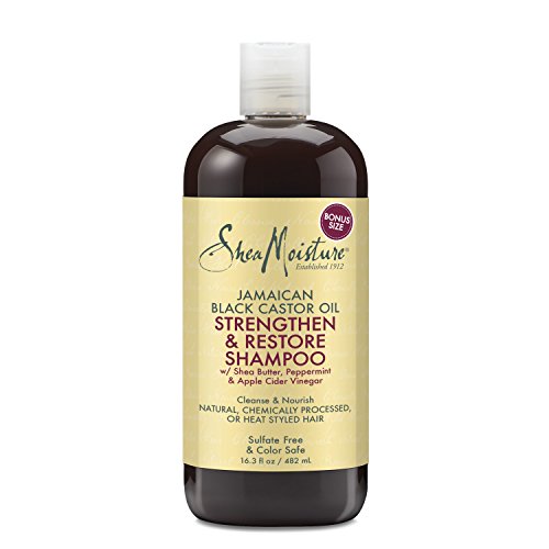 SheaMoisture Jamaican Black Castor Oil Strengthen, Grow & Restore Unisex Profesional Champú 482ml - Champues (Grow & Restore, Unisex, Profesional, Champú, Cabello dañado, 482 ml, Brillo, Suavizante)