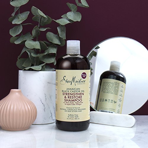 SheaMoisture Jamaican Black Castor Oil Strengthen, Grow & Restore Unisex Profesional Champú 482ml - Champues (Grow & Restore, Unisex, Profesional, Champú, Cabello dañado, 482 ml, Brillo, Suavizante)