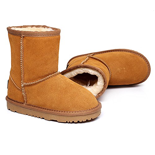 Shenn Chicos Chicas Invierno Calentar Clásico Comodidad Anti-Deslizante Broncear Ante Nieve Botas TD5825 EU31