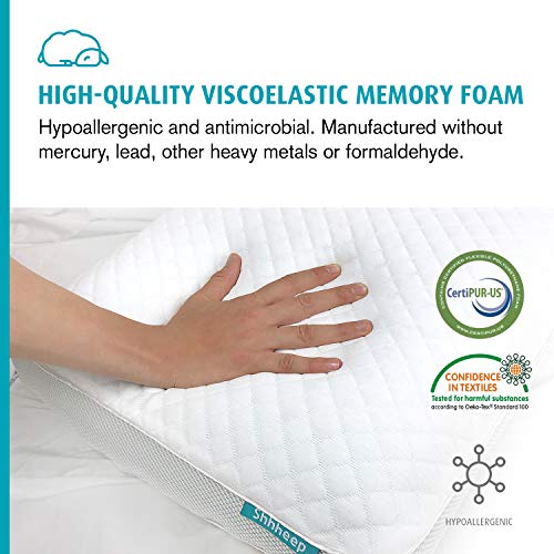 SHHHEEP DREAMS Almohada Aloe Vera Ergonómica Viscoelástica Transpirable Hipoalergénica Antimicrobiana Funda de Tencel Natural