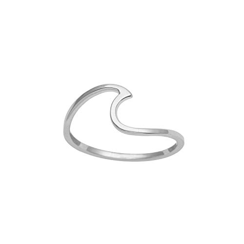 Shine Jewel Anillo de plata de ley 925 con olas de surf para mujer Q N/A Blanco