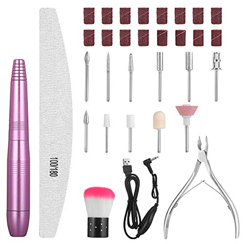 shirylzee Lima de uñas eléctrica 11 Tipos kit de pulido Torno para uñas Profesionales con Pedicura Taladro kit para uñas acrílicas Manicura Pedicura Pintauñas Mujer Manicura Personal de Bricolaje